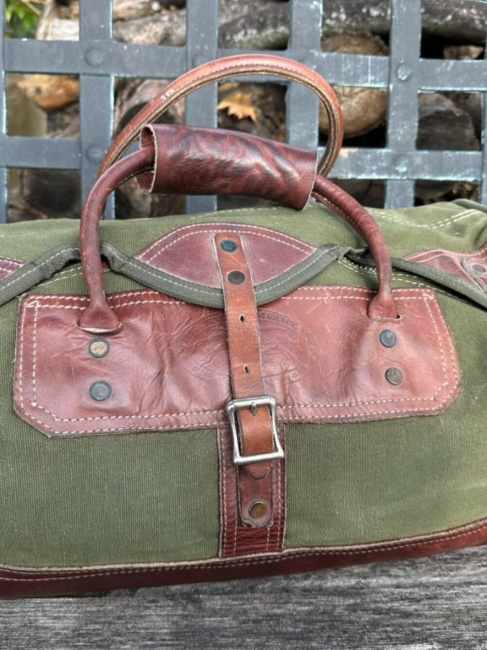Vintage Orvis Battenkill Green Canvas Leather Duffle Bag NWOT